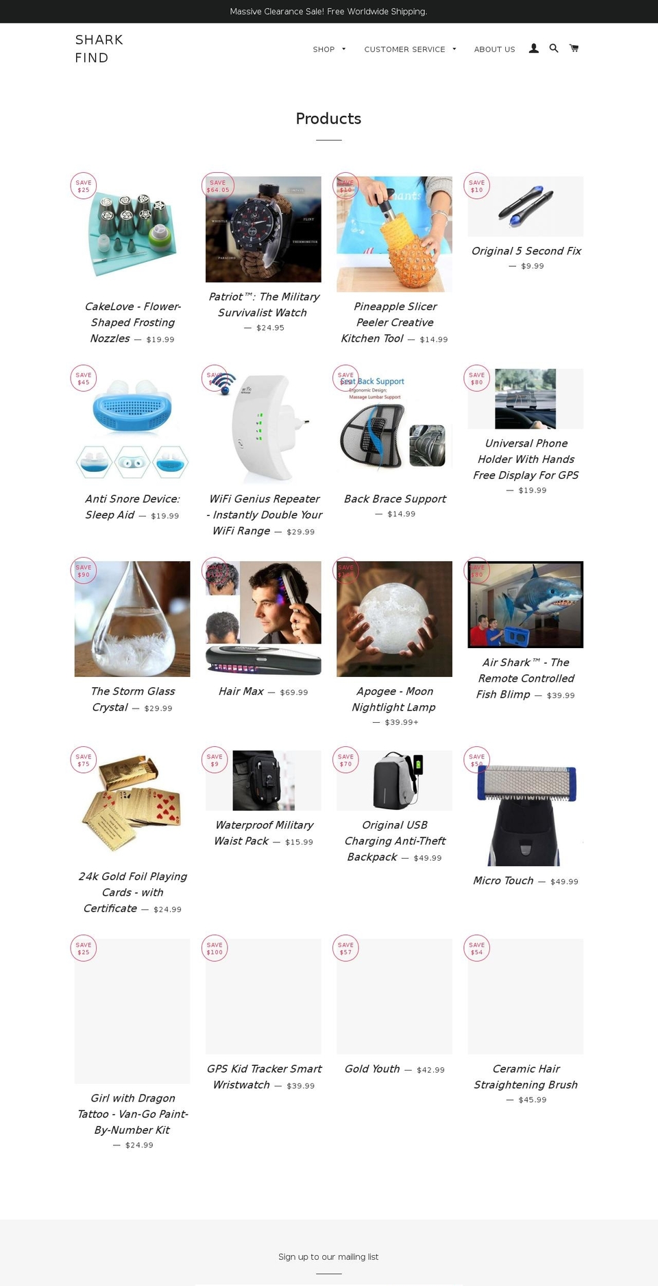 sharkfind.com shopify website screenshot