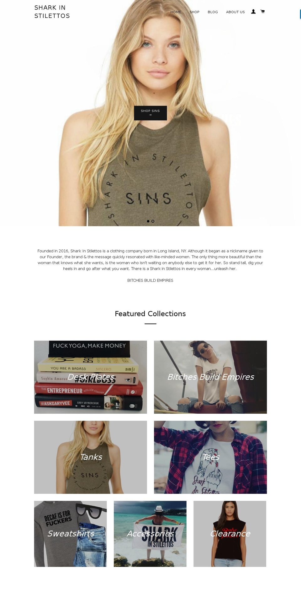 sharkinstilettos.com — Shopify storefront screenshot