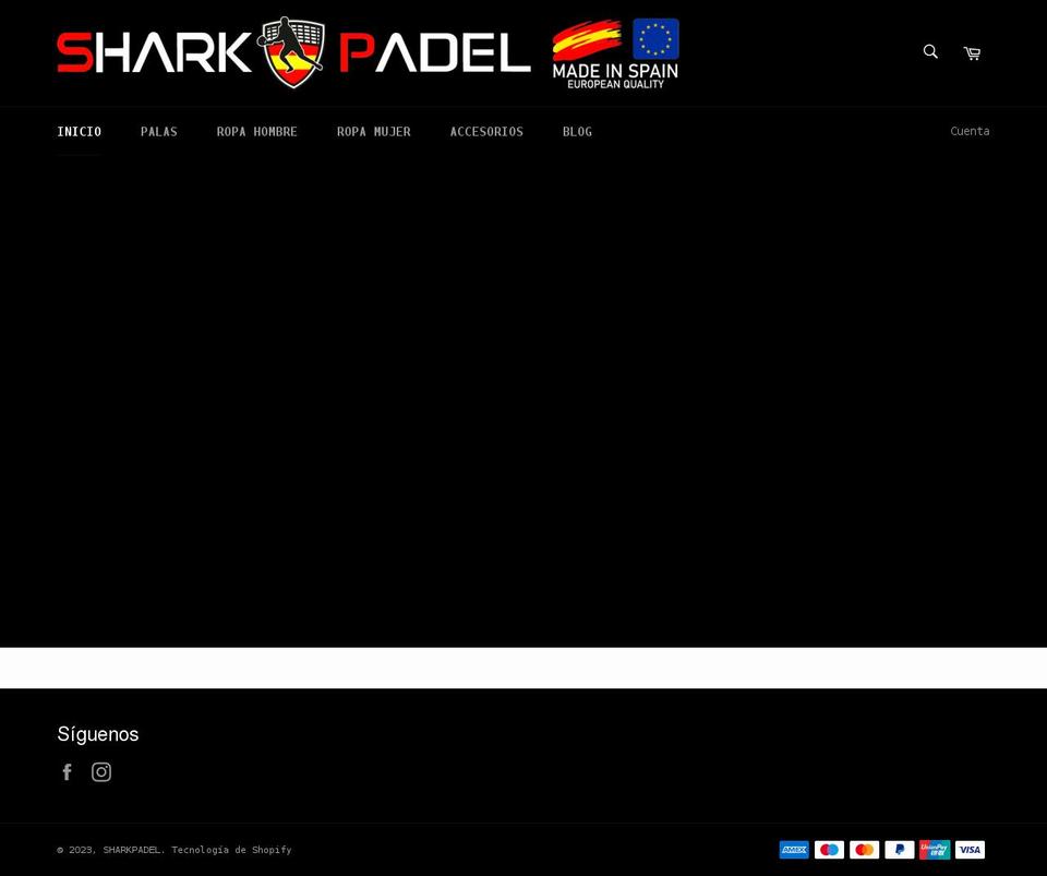 sharkpadel.com shopify website screenshot