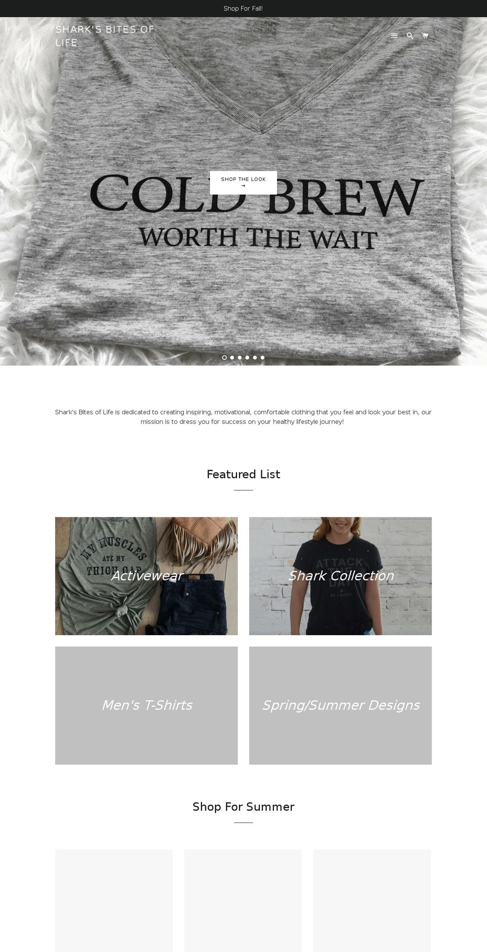 sharksbitesoflife.com — Shopify storefront screenshot