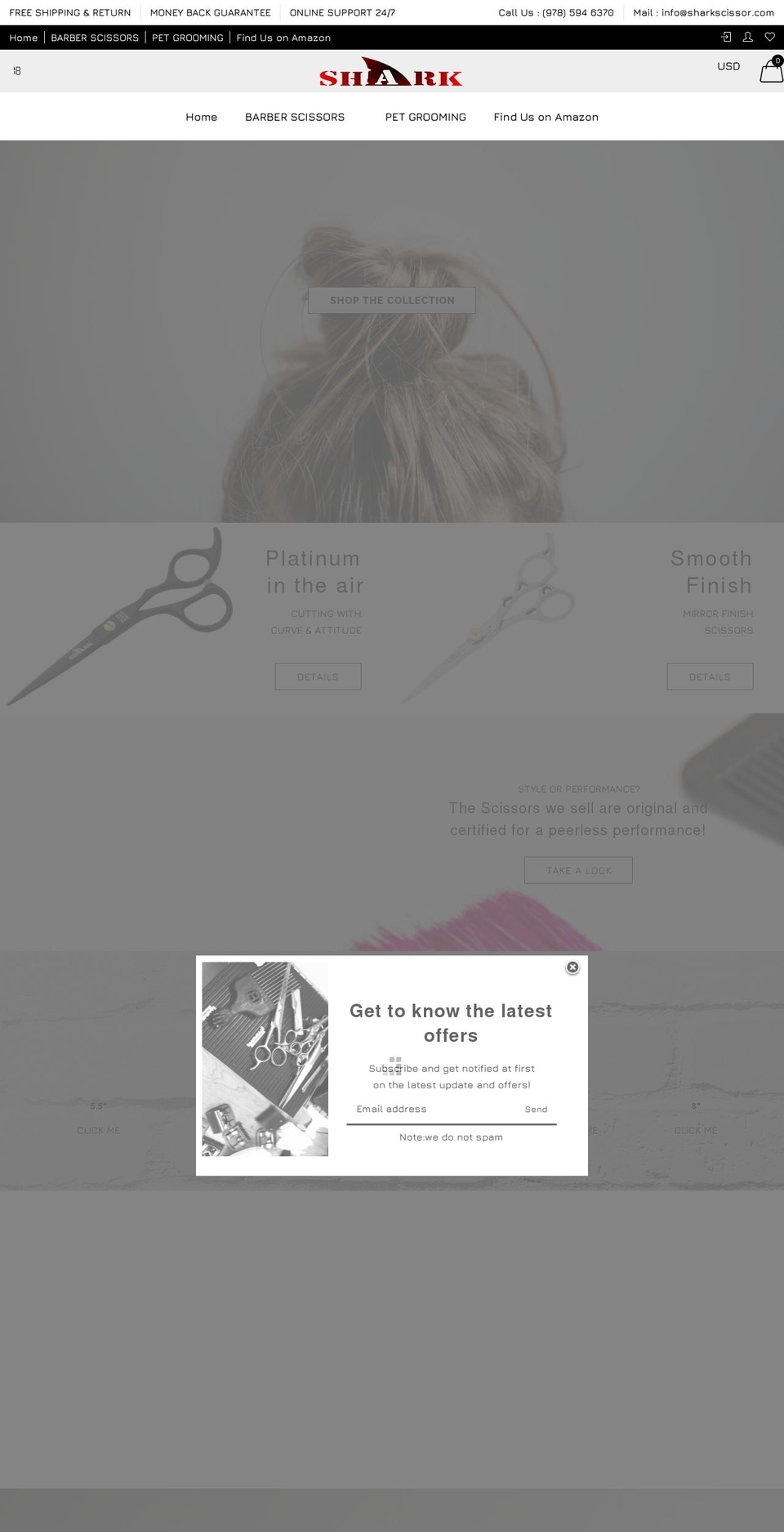 sharkscissor.com shopify website screenshot