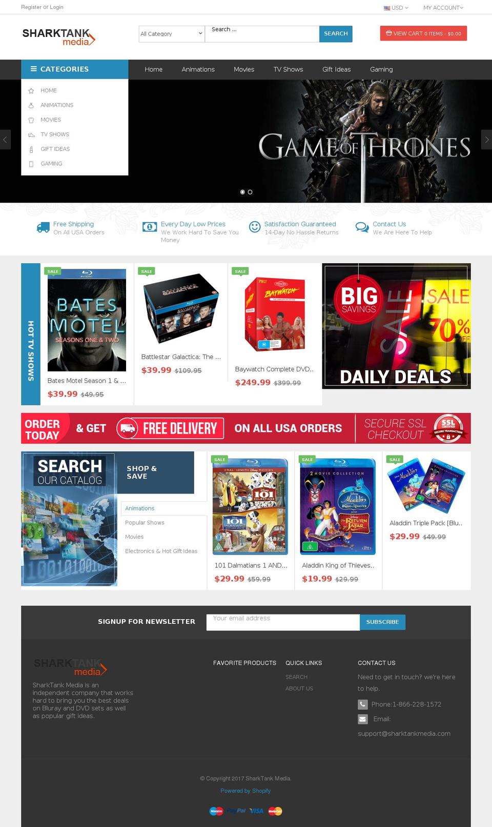 Shoptimized Shopify theme site example sharktankmedia.com