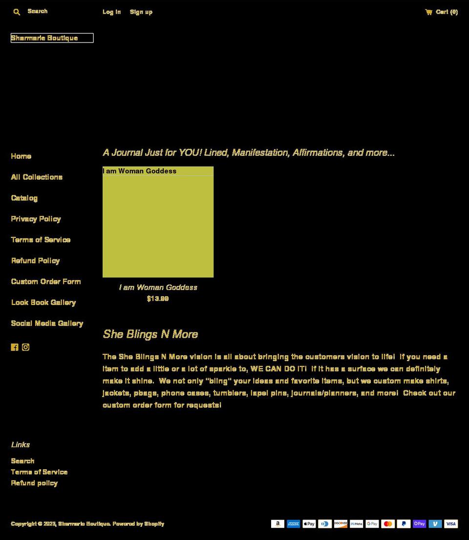 sharmariellc.com — Shopify storefront screenshot