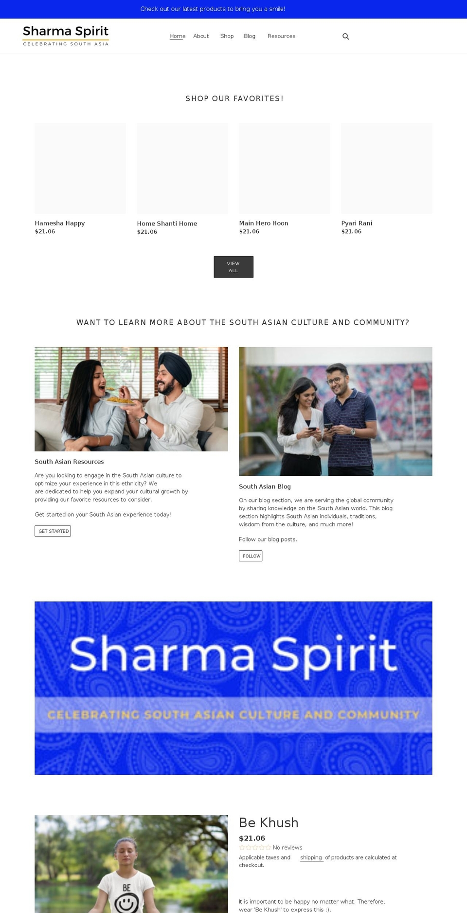 sharmaspirit.com shopify website screenshot