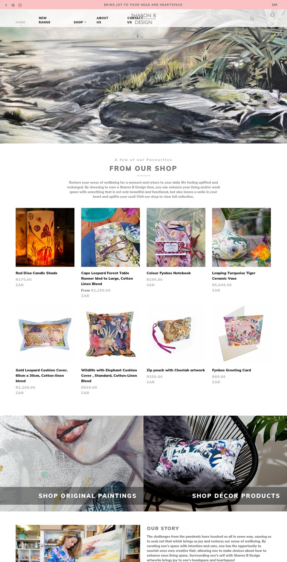 sharonbdesign.co.za shopify website screenshot