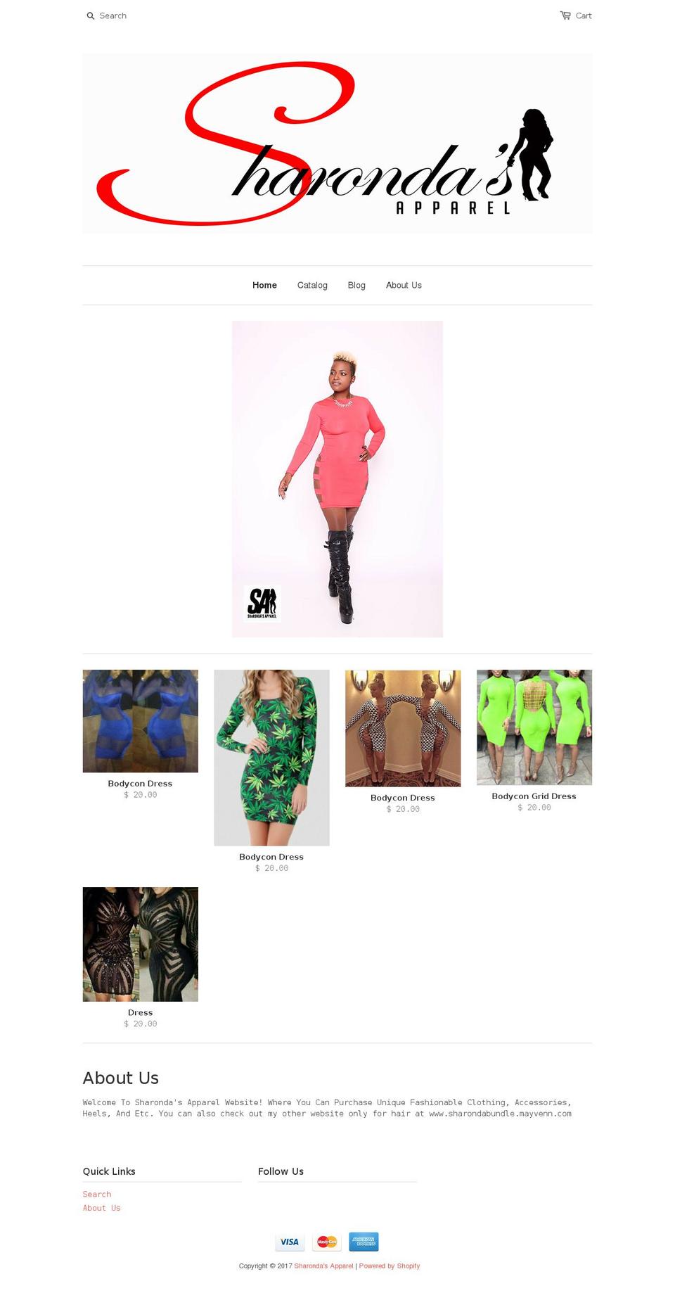 sharondas-apparel.com shopify website screenshot