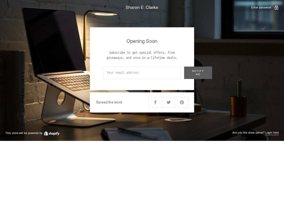 sharoneclarke.com shopify website screenshot