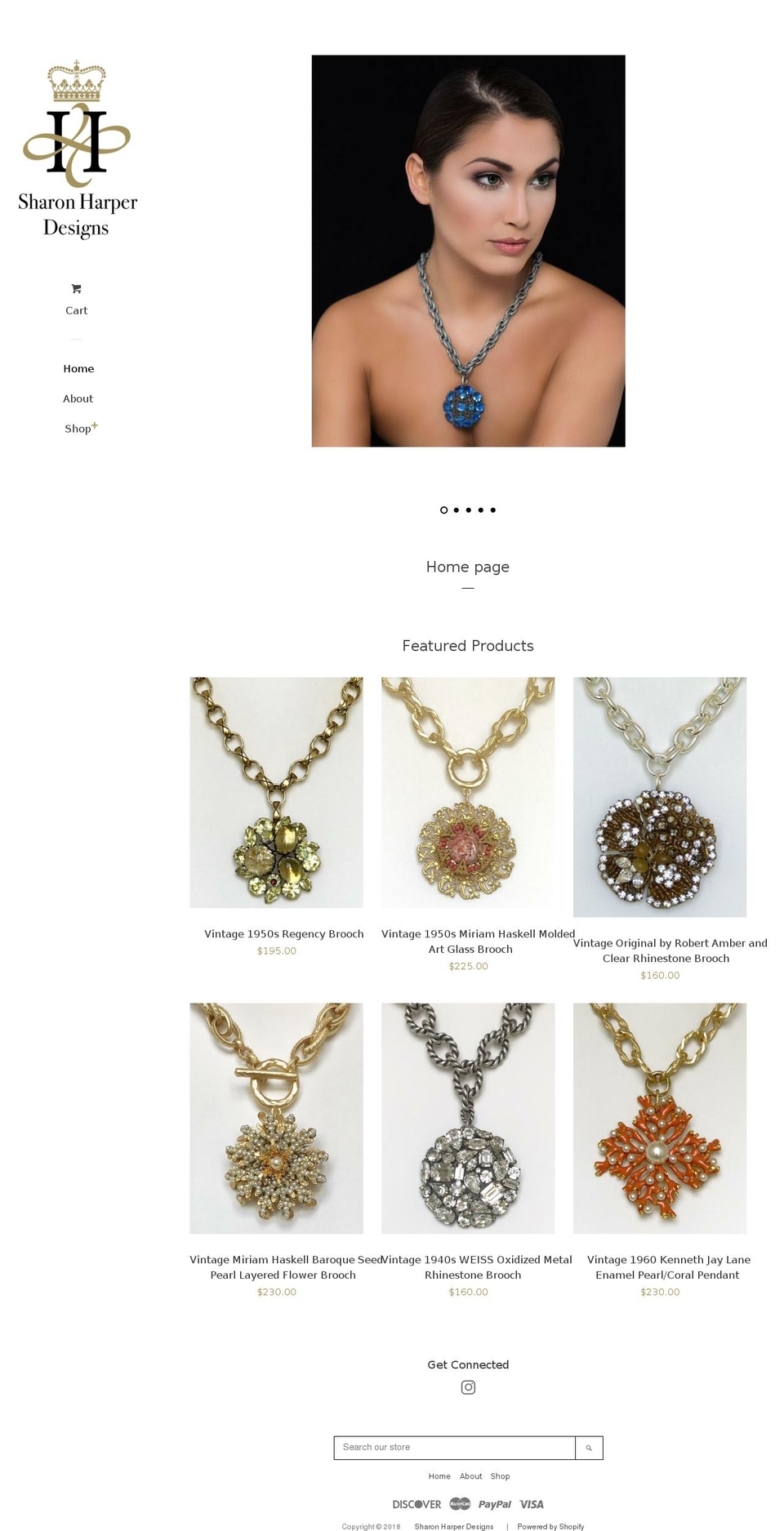 sharonharperdesigns.com shopify website screenshot