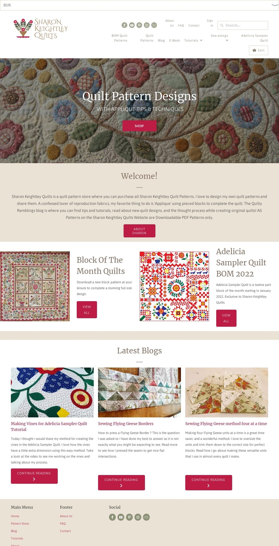 sharonkeightleyquilts.com — Shopify storefront screenshot