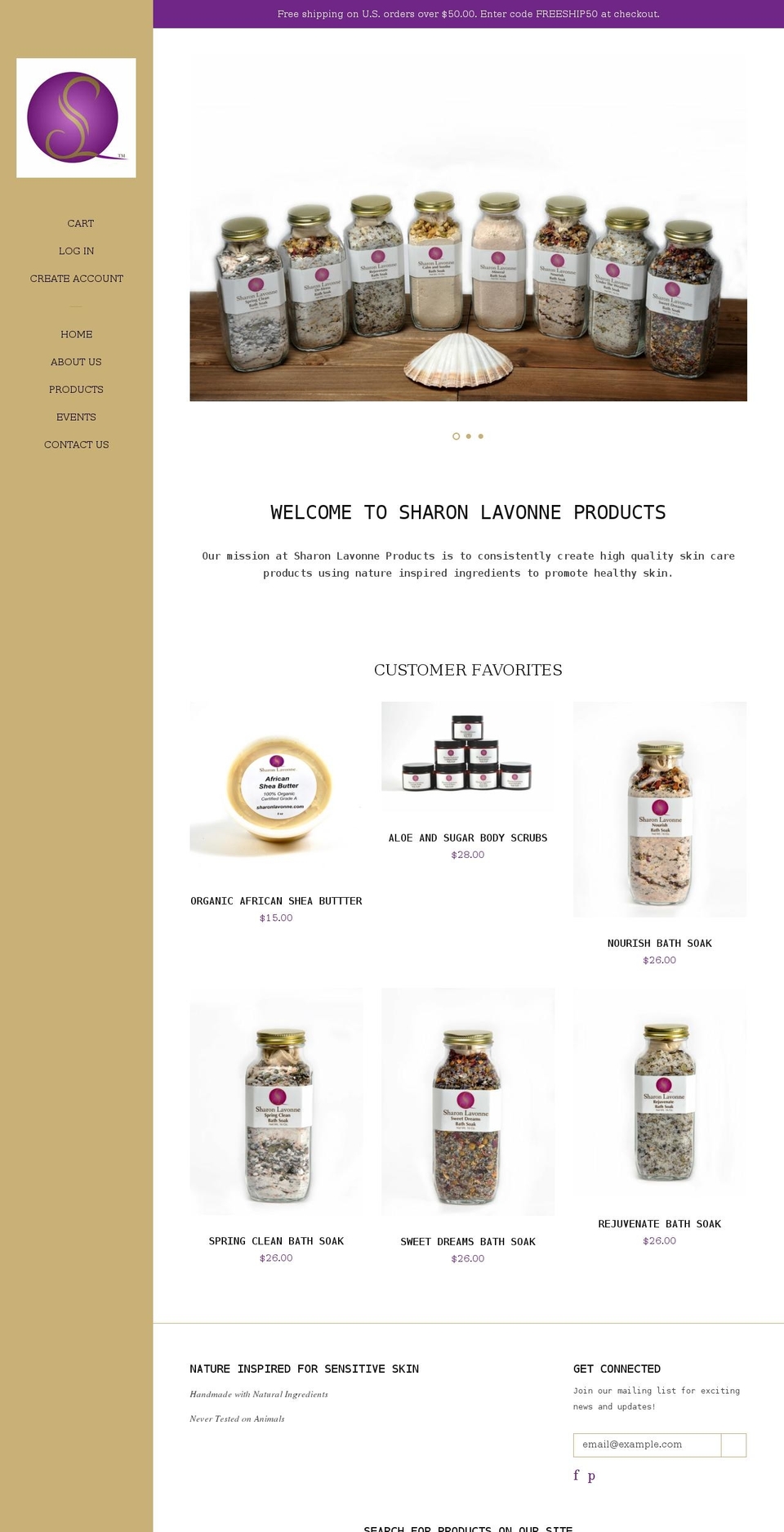 sharonlavonne.com shopify website screenshot