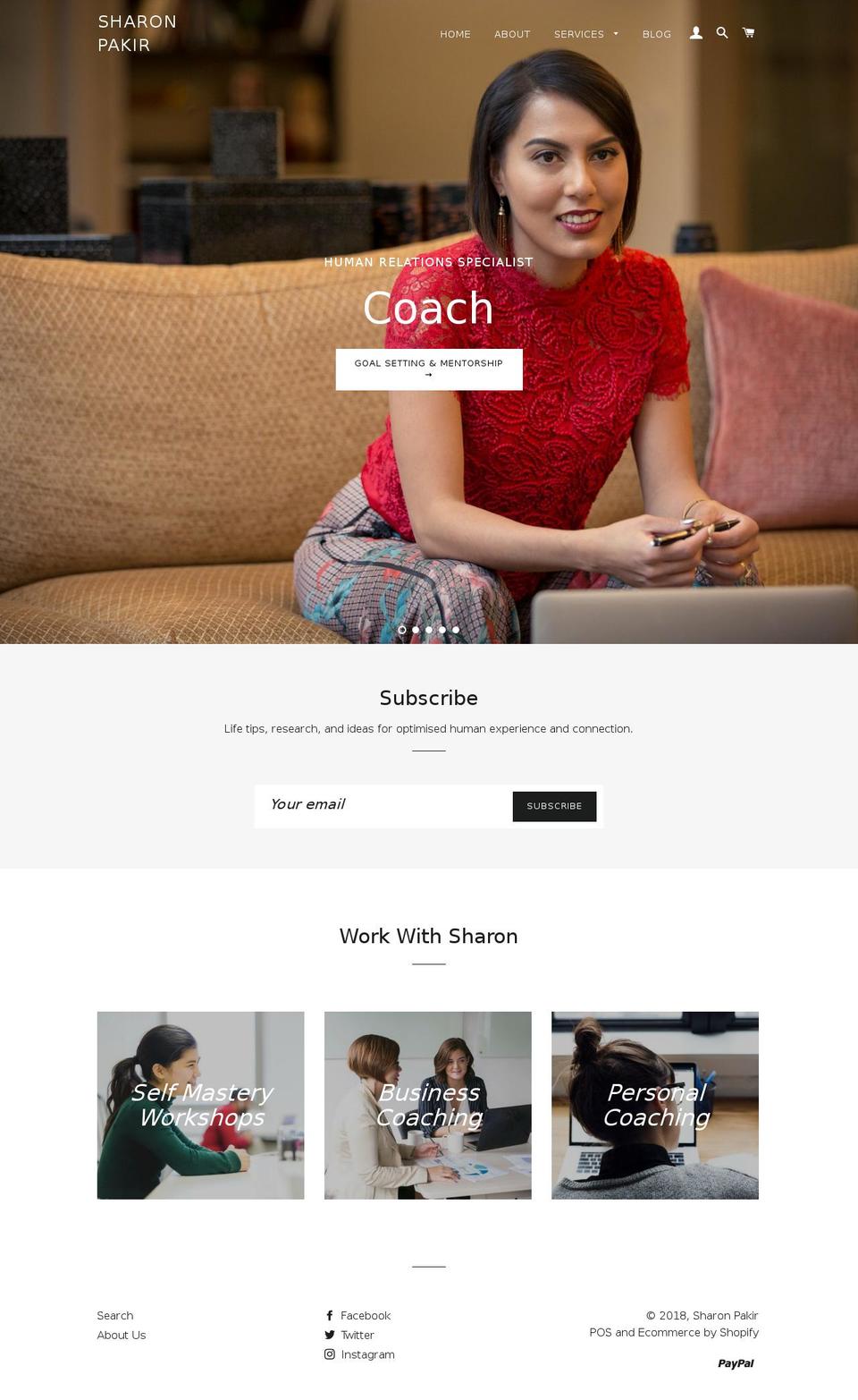 sharonpakir.com shopify website screenshot