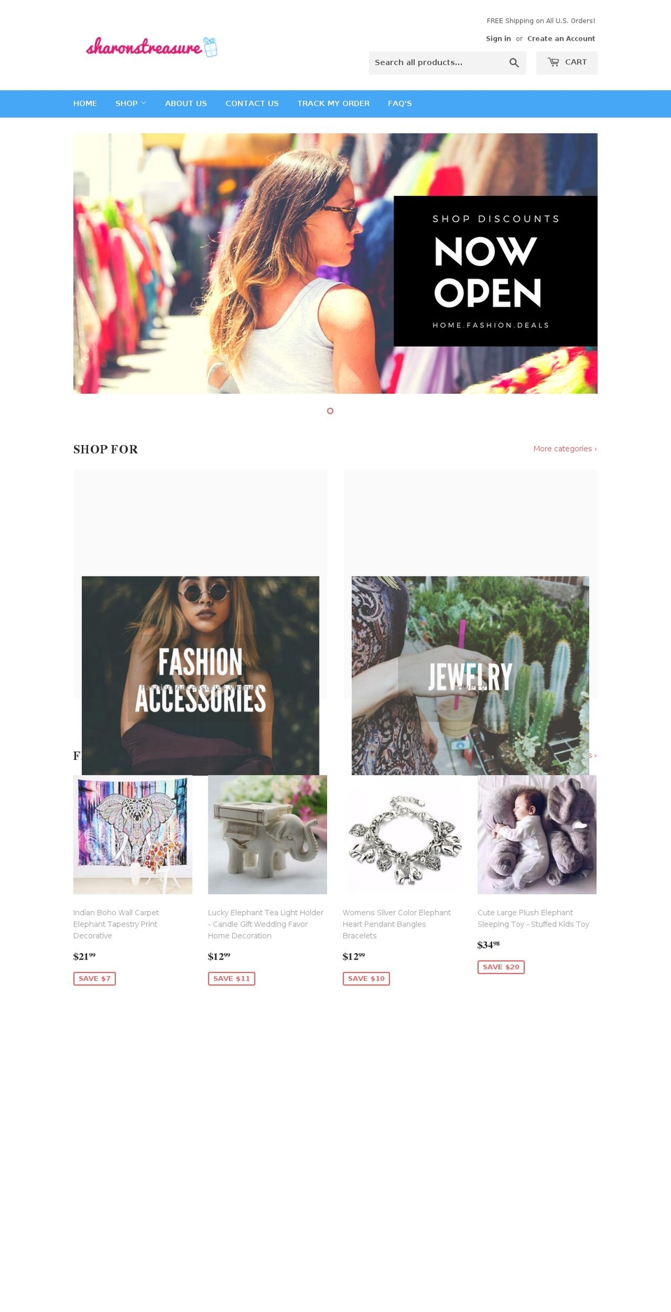 sharonstreasureshop.com — Shopify storefront screenshot