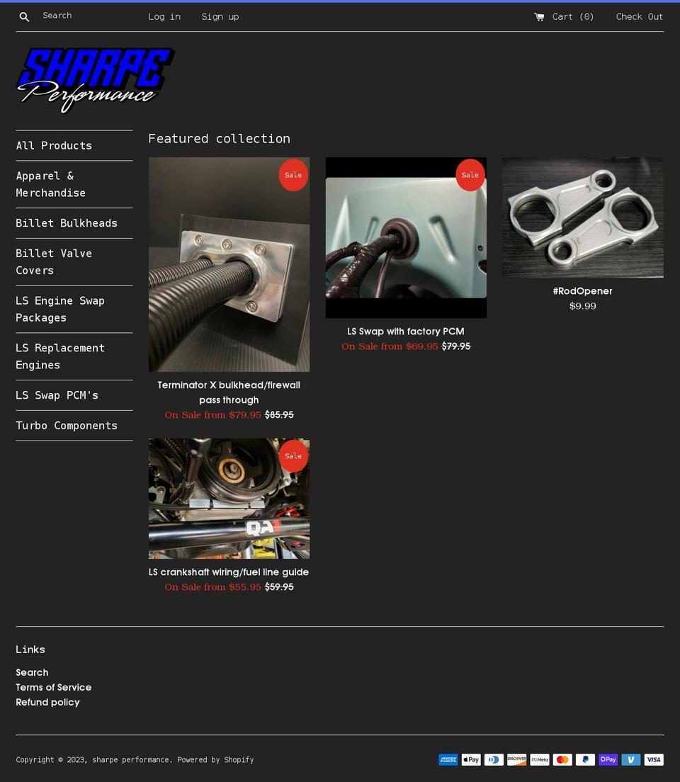 sharpeperformance.com shopify website screenshot