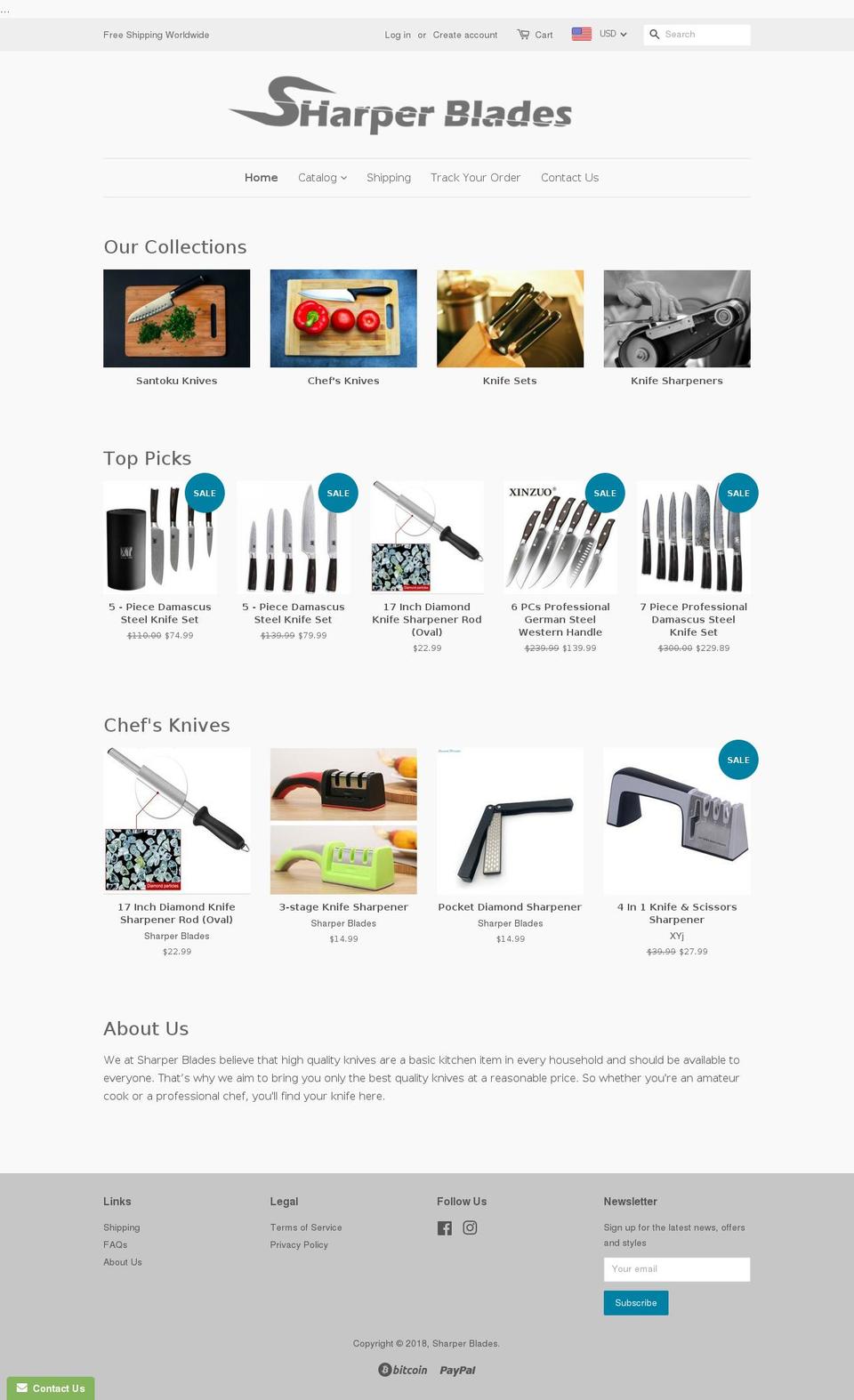 sharper-blades.com shopify website screenshot
