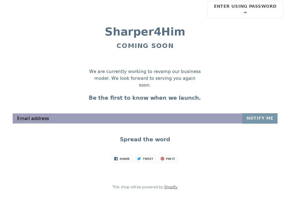 sharper4him.com — Shopify storefront screenshot