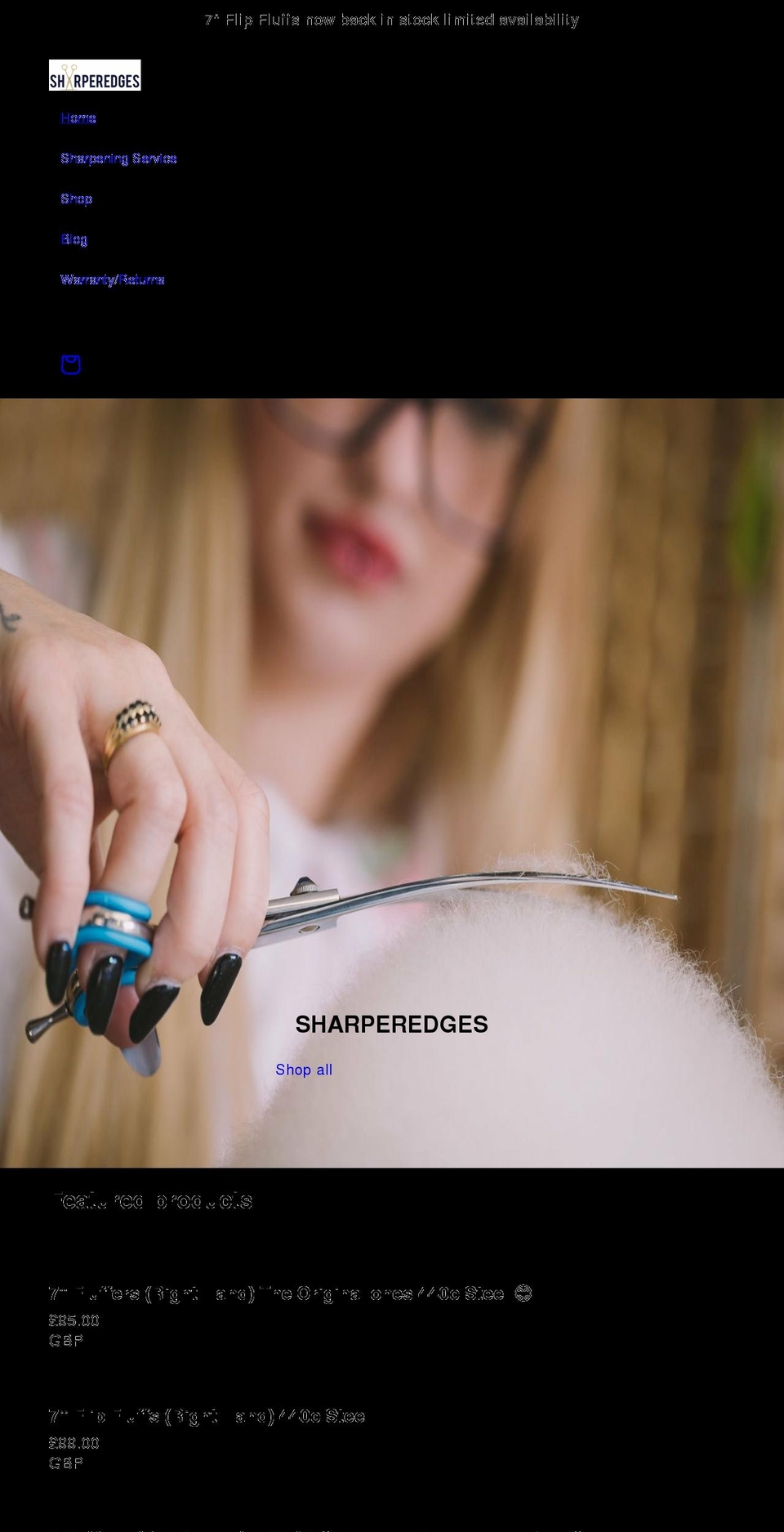 sharperedges.co.uk shopify website screenshot