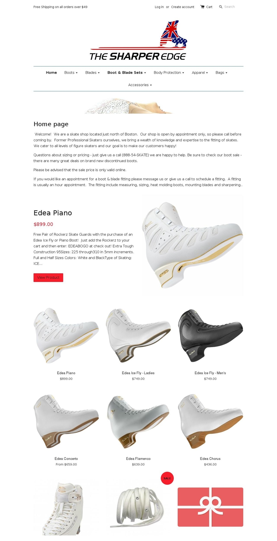 sharperedgeskates.com shopify website screenshot