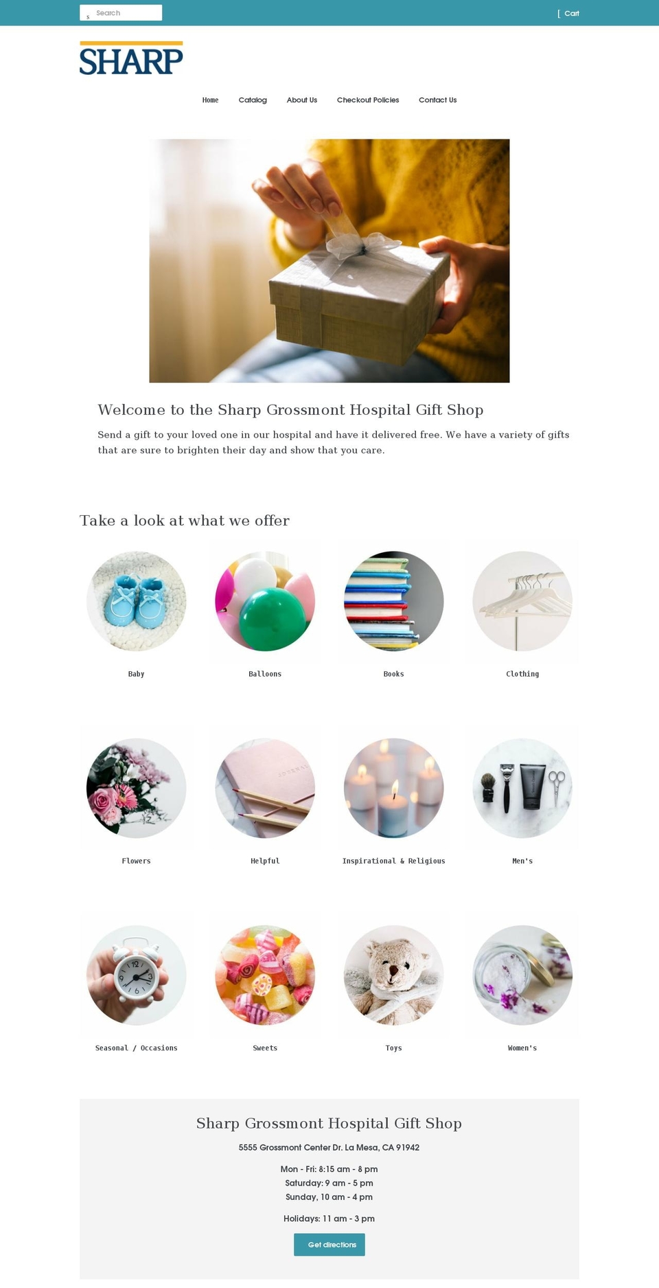 Sam Shopify theme site example sharpgrossmonthospitalgiftshop.com