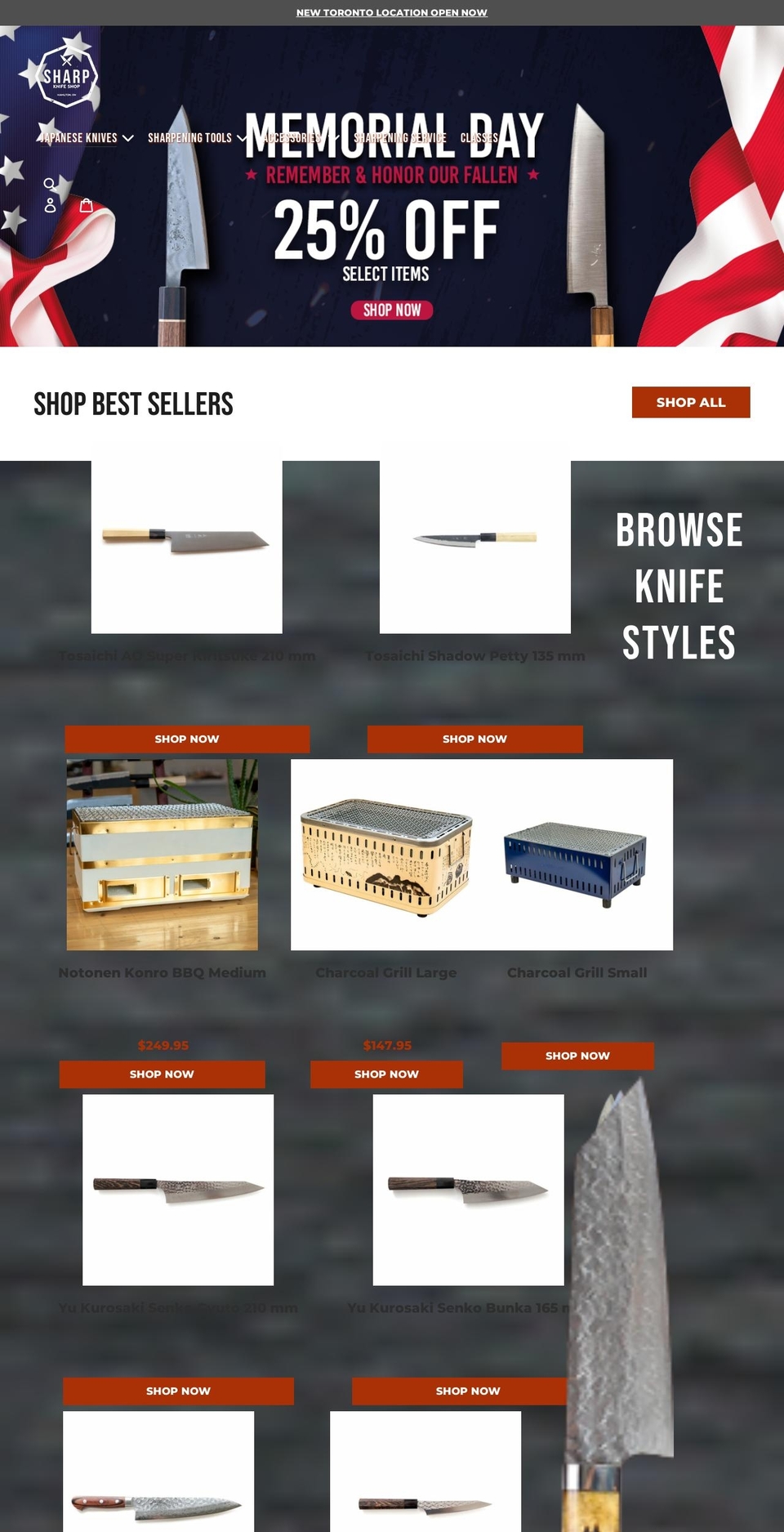 sharpknifeshop.com shopify website screenshot