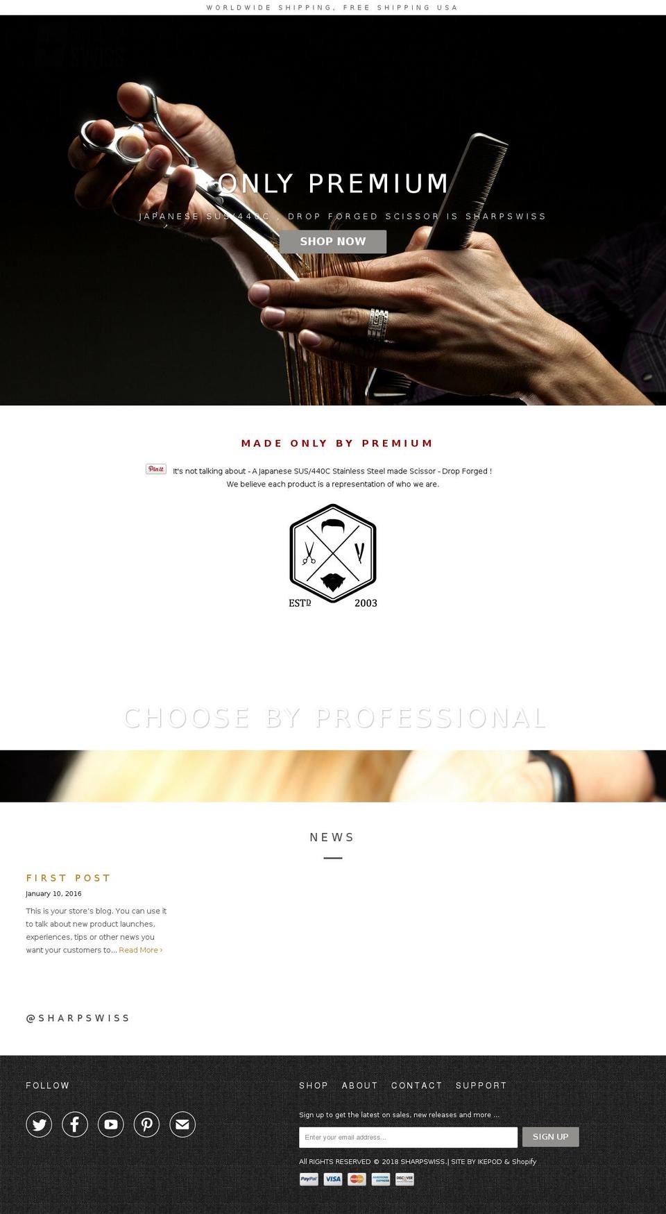 sharpswiss.com shopify website screenshot
