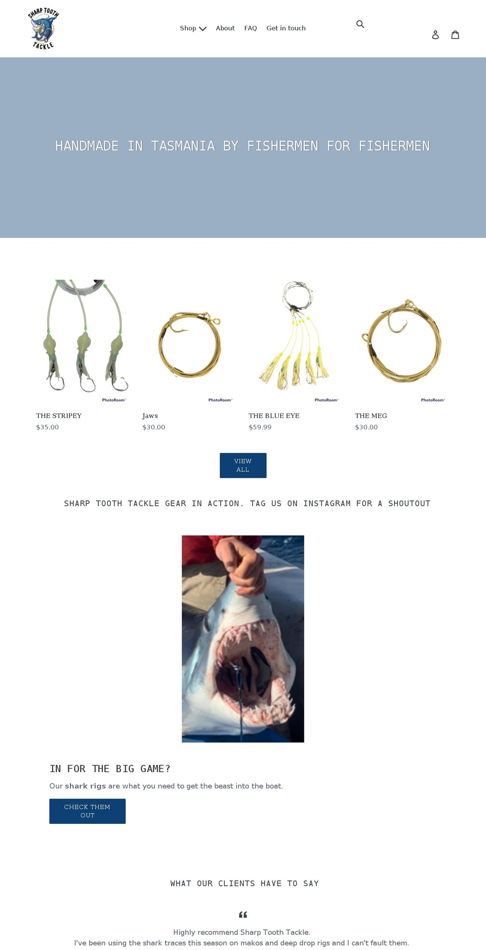 sharptoothtackle.com shopify website screenshot