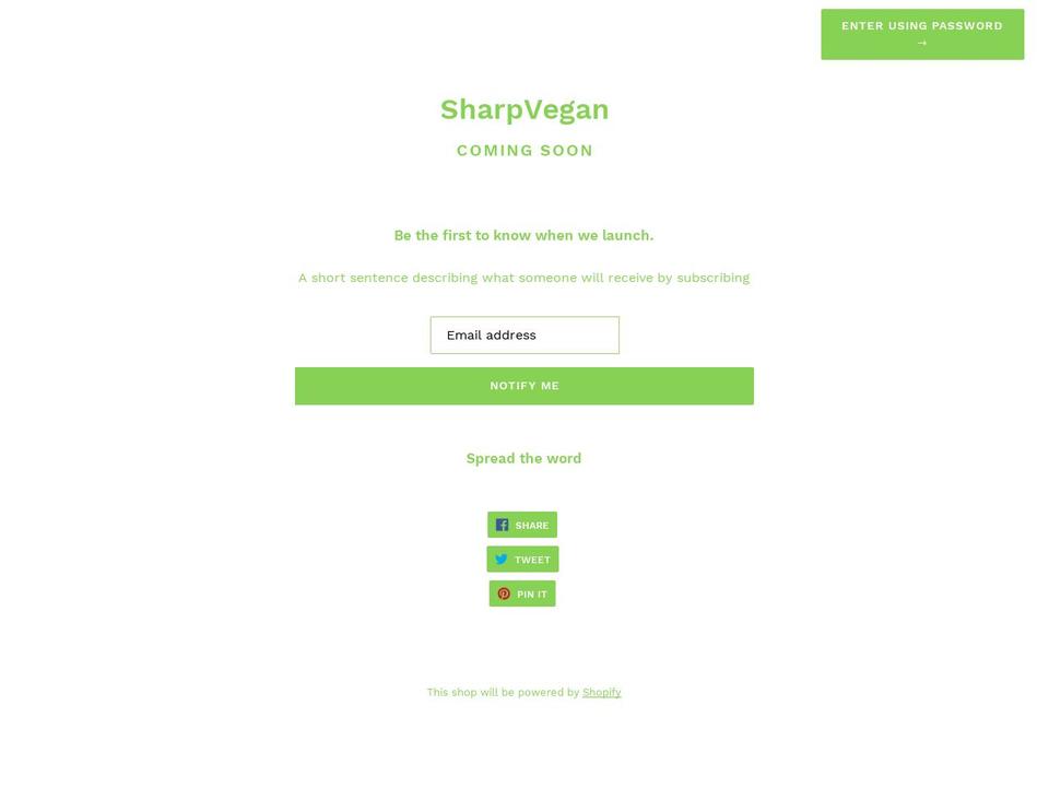 sharpvegan.com — Shopify storefront screenshot