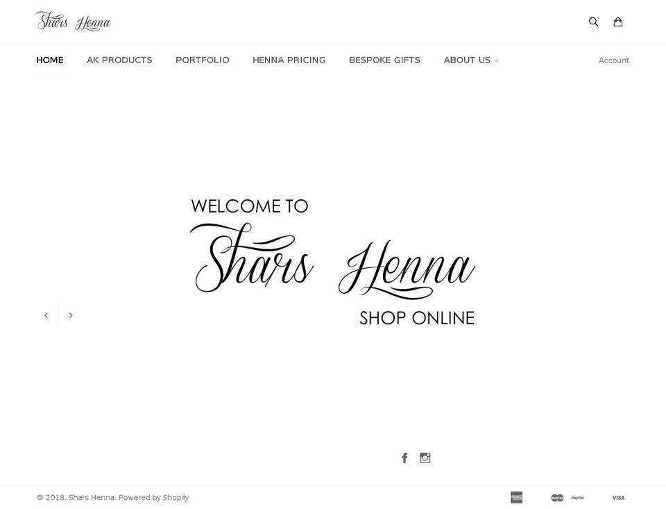 sharshenna.com shopify website screenshot