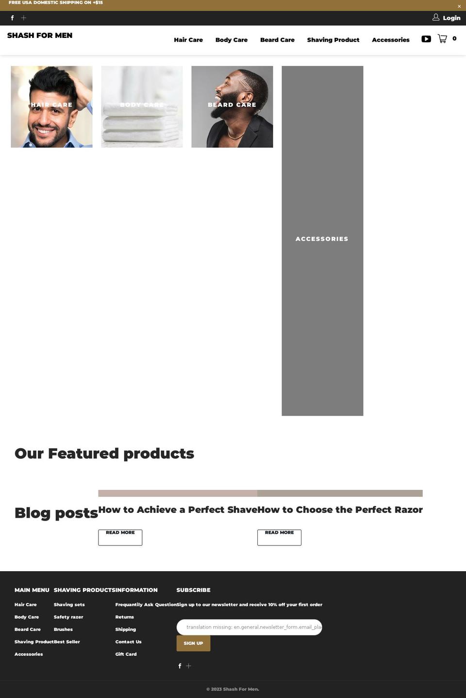 Lucent Innovation 2.0 Shopify theme site example shashformen.com