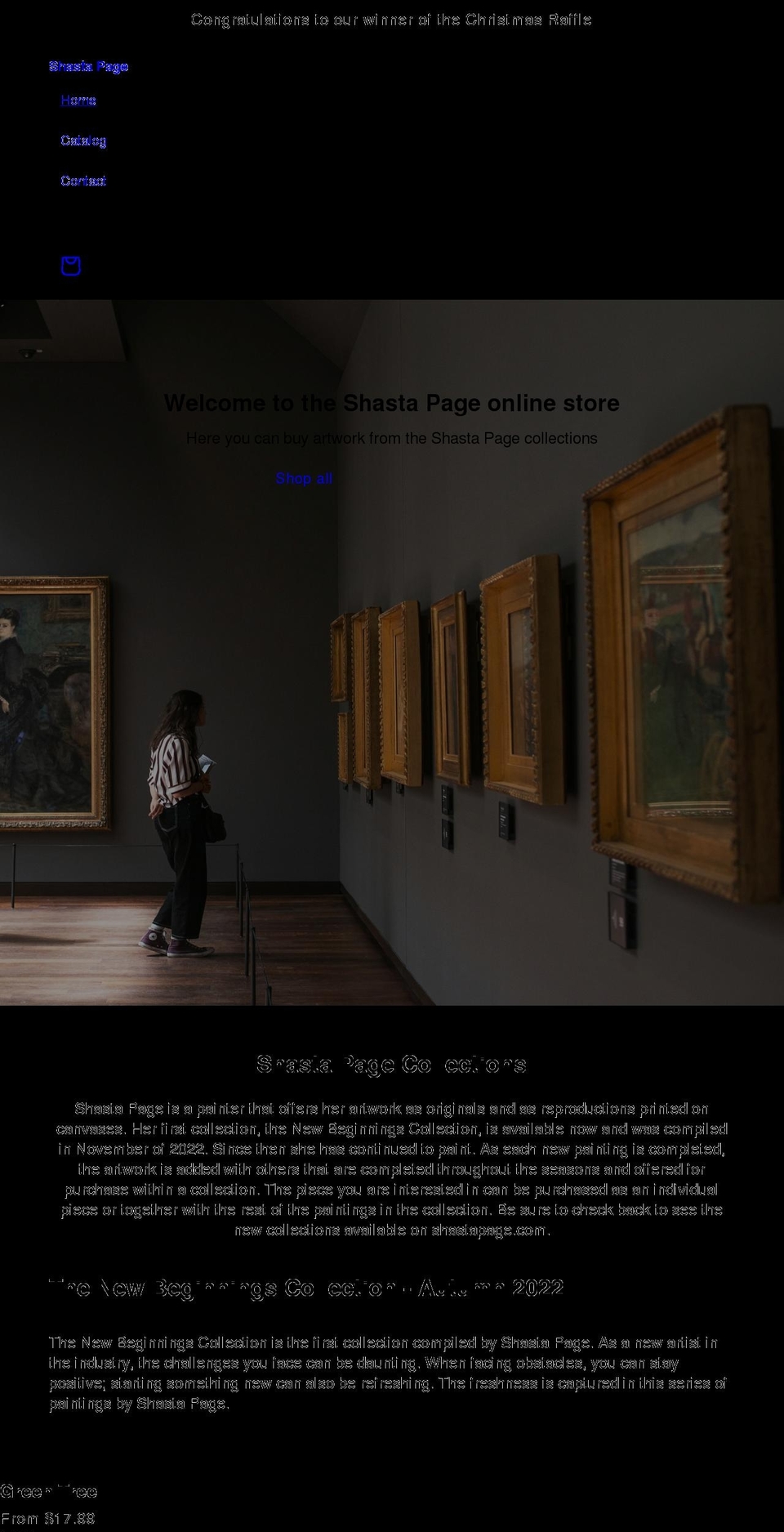 shastapage.com shopify website screenshot