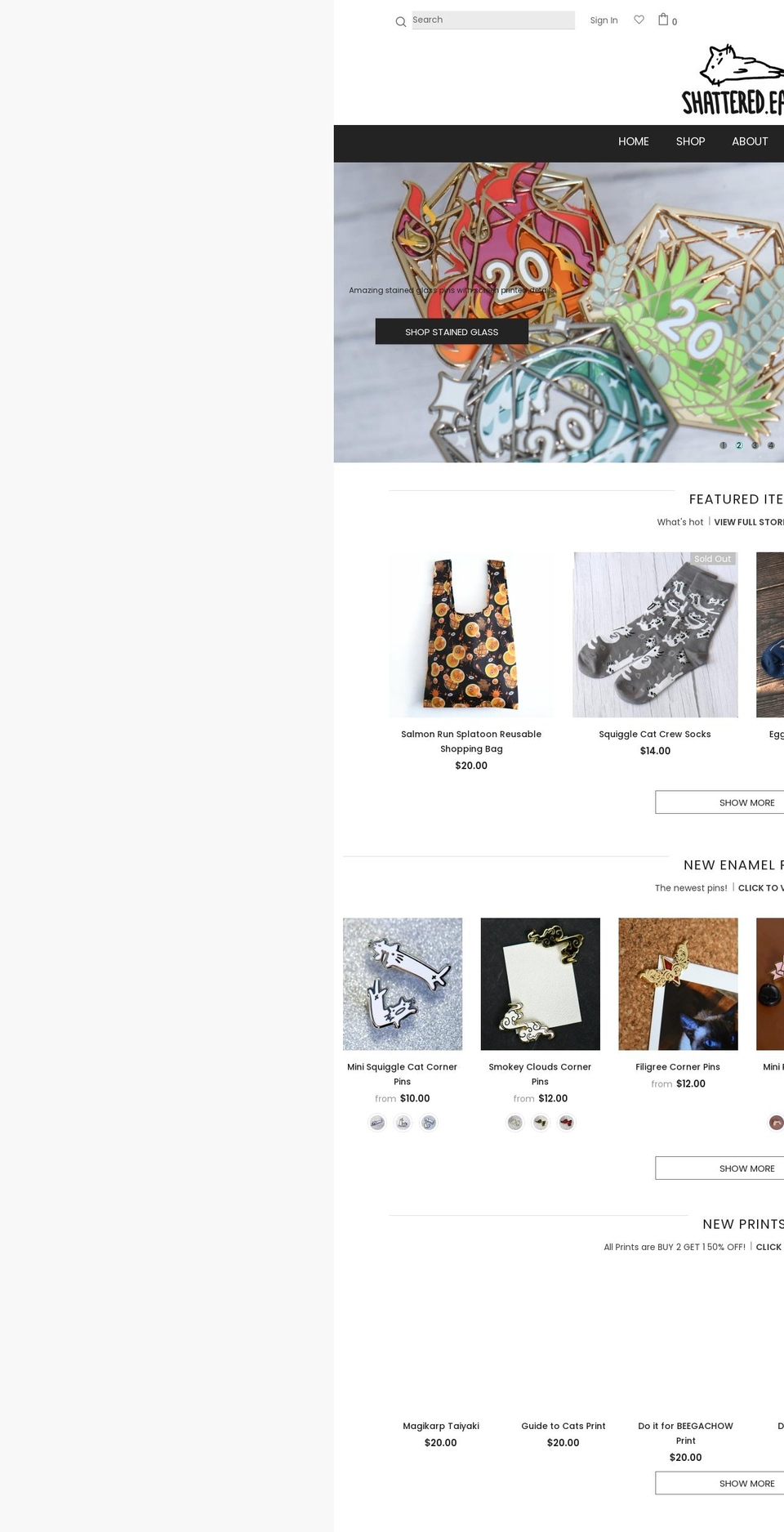 shattered.earth shopify website screenshot