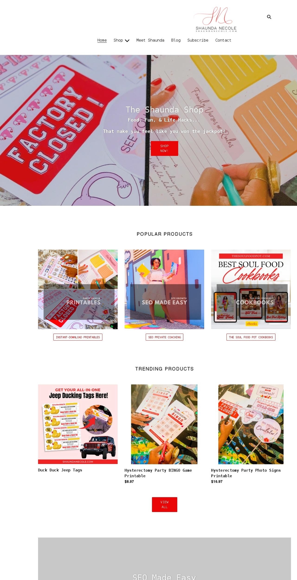 shaundanecoleshop.com shopify website screenshot