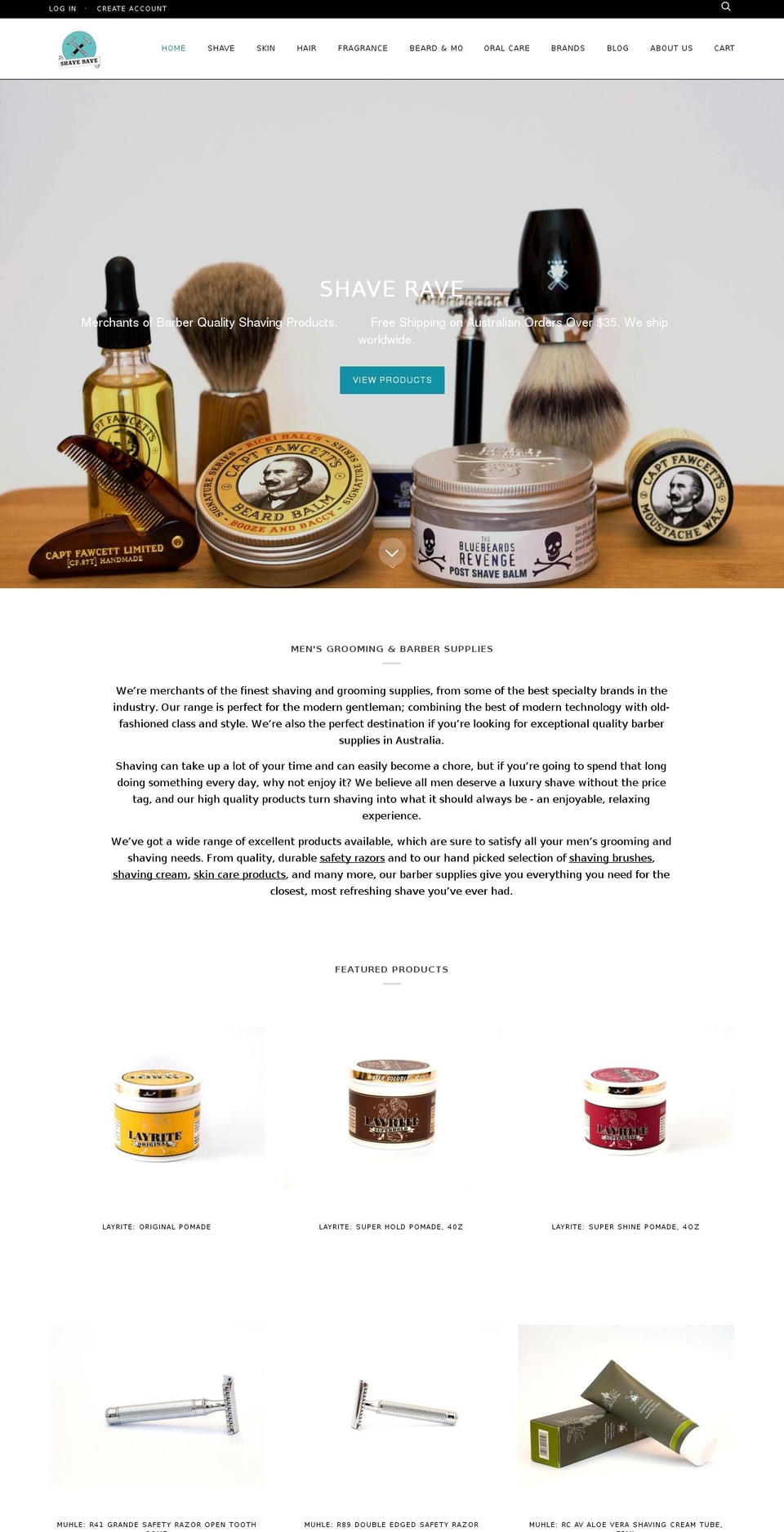 shave-rave.myshopify.com shopify website screenshot