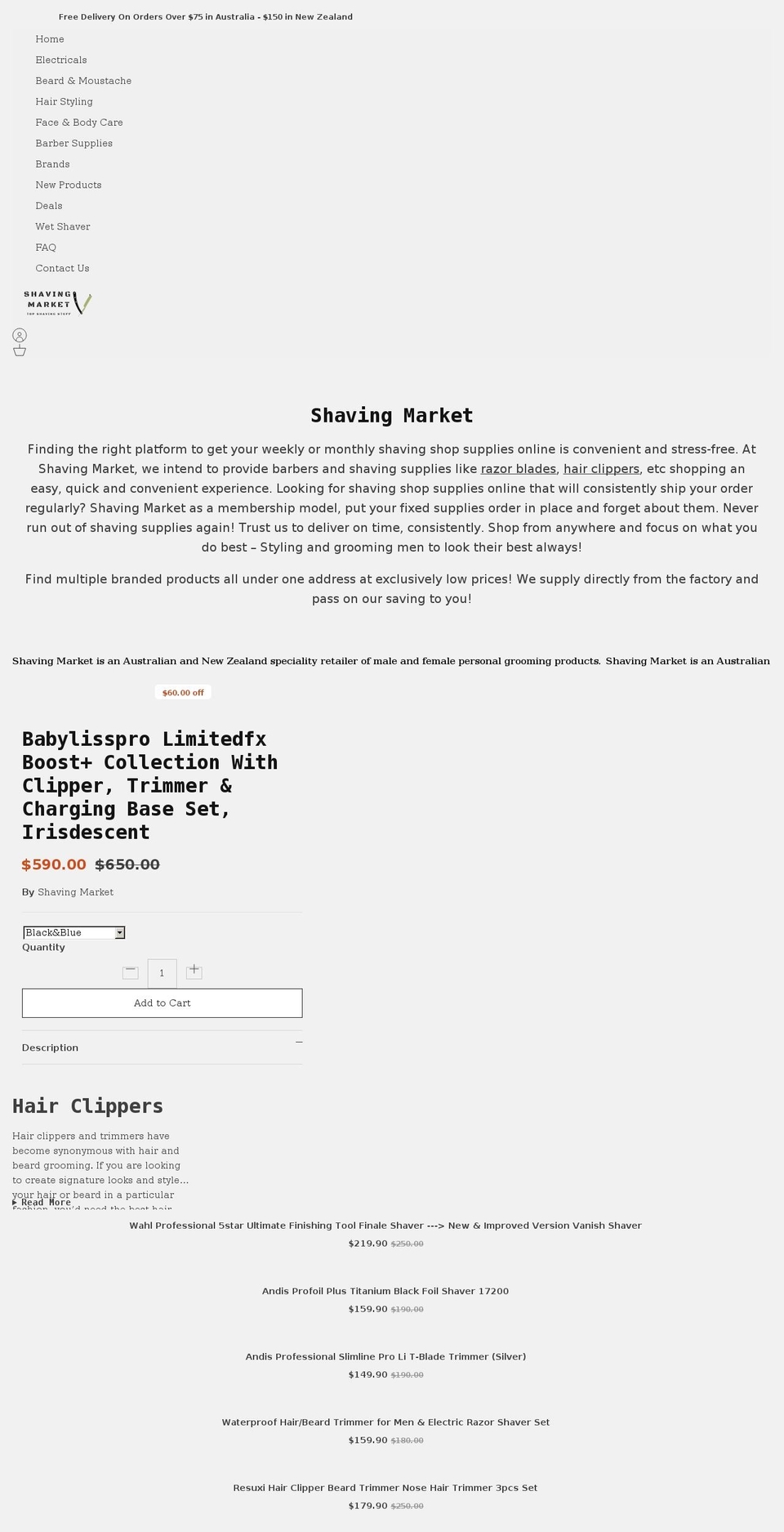 shavingmarket.com.au shopify website screenshot