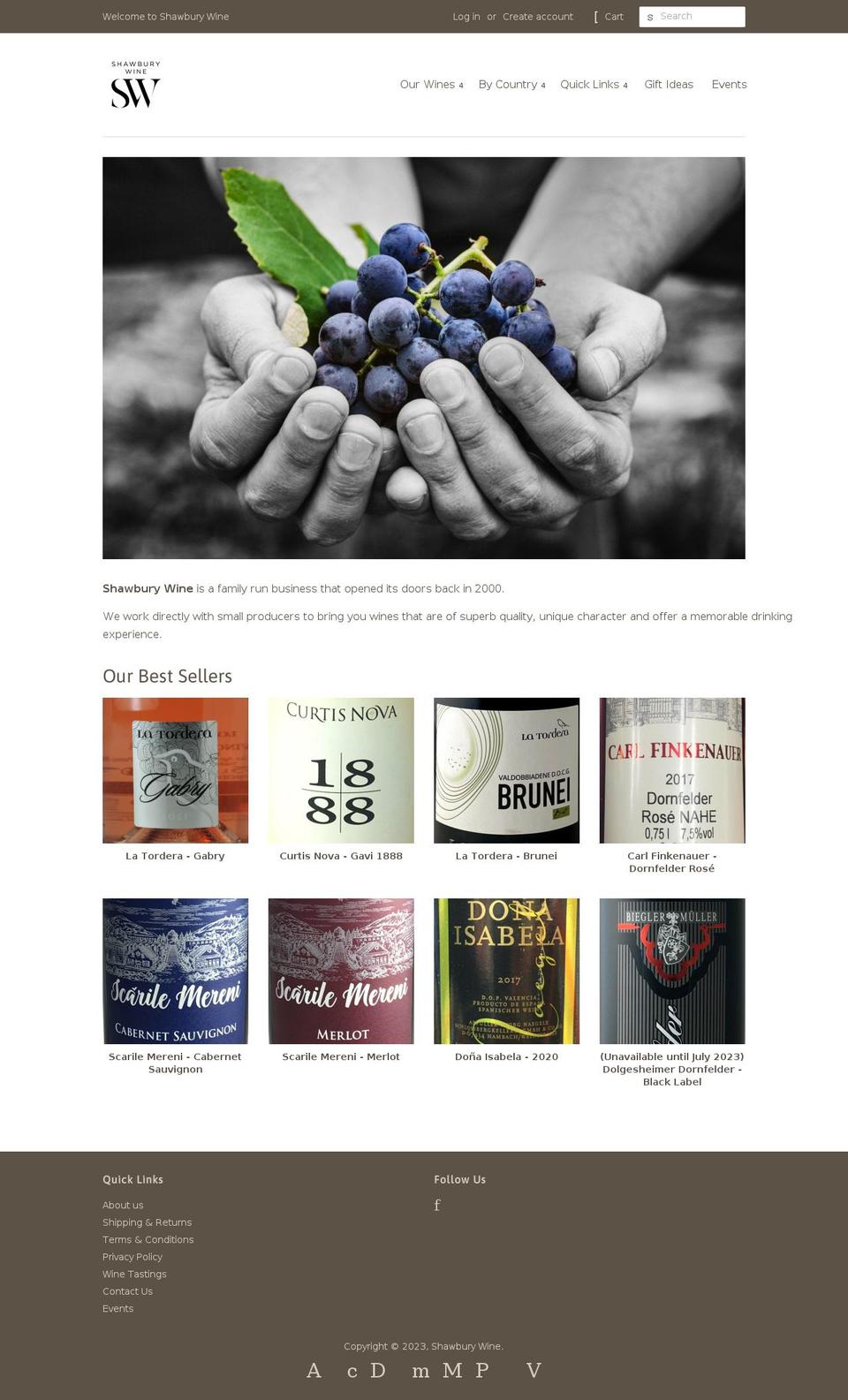 shawbury.wine shopify website screenshot