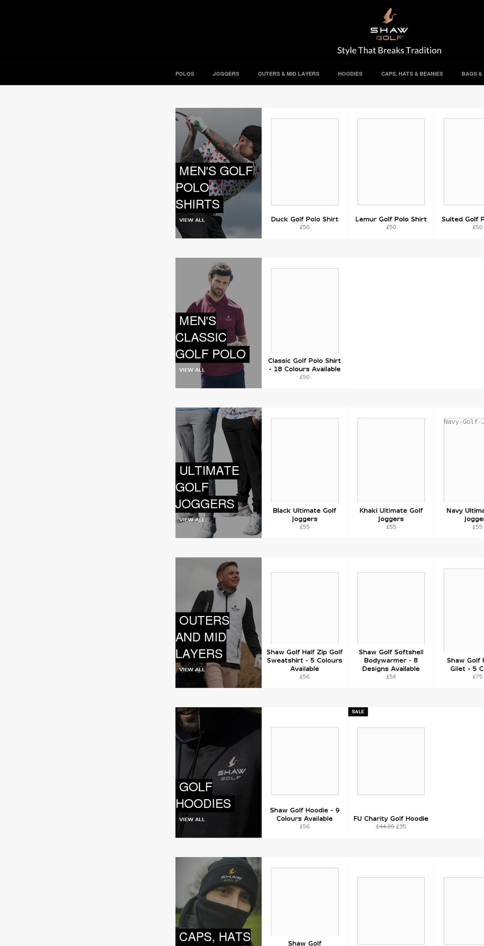shawgolf.co.uk shopify website screenshot