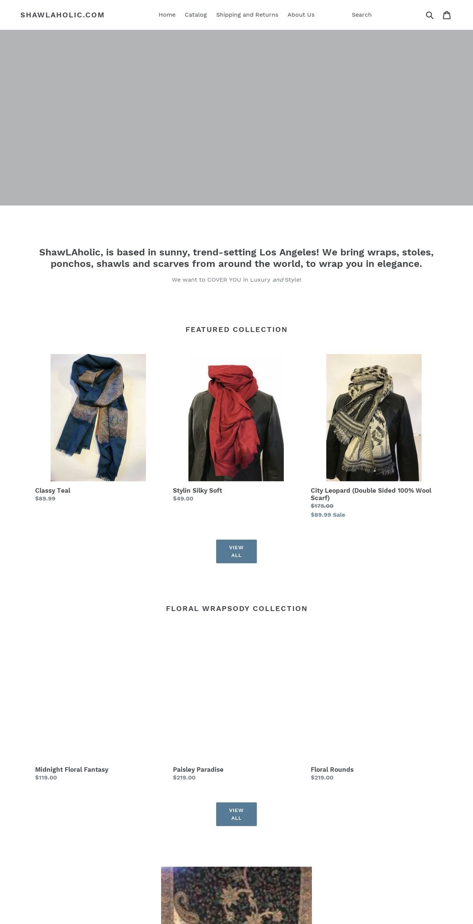 shawlaholic.com shopify website screenshot