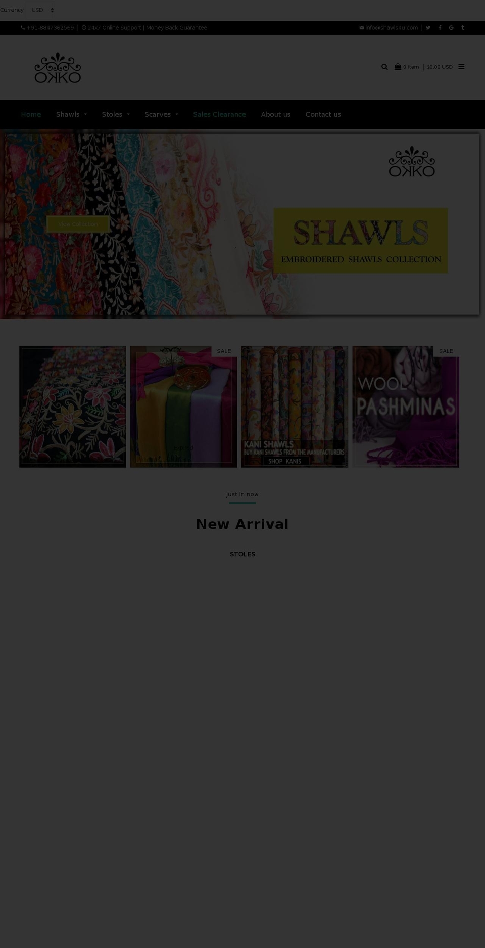 okko Shopify theme site example shawlsforyou.com
