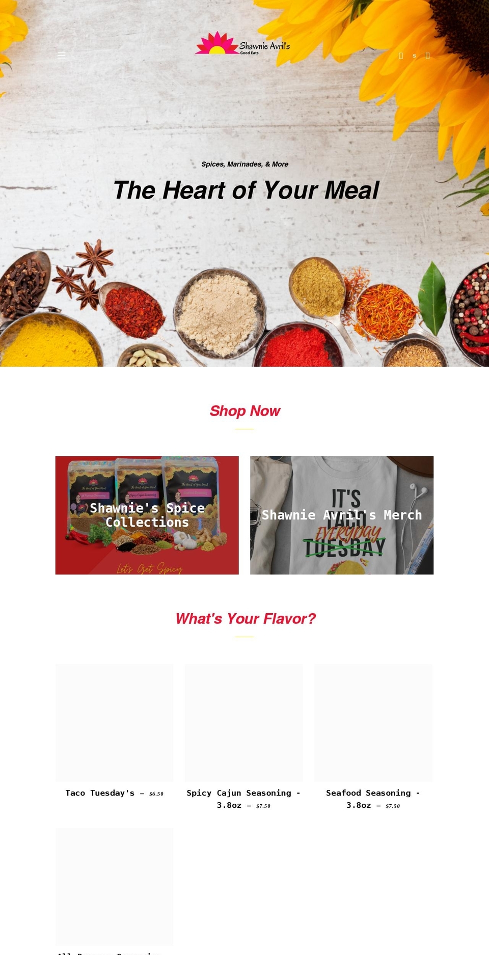 shawnieavrils.com shopify website screenshot