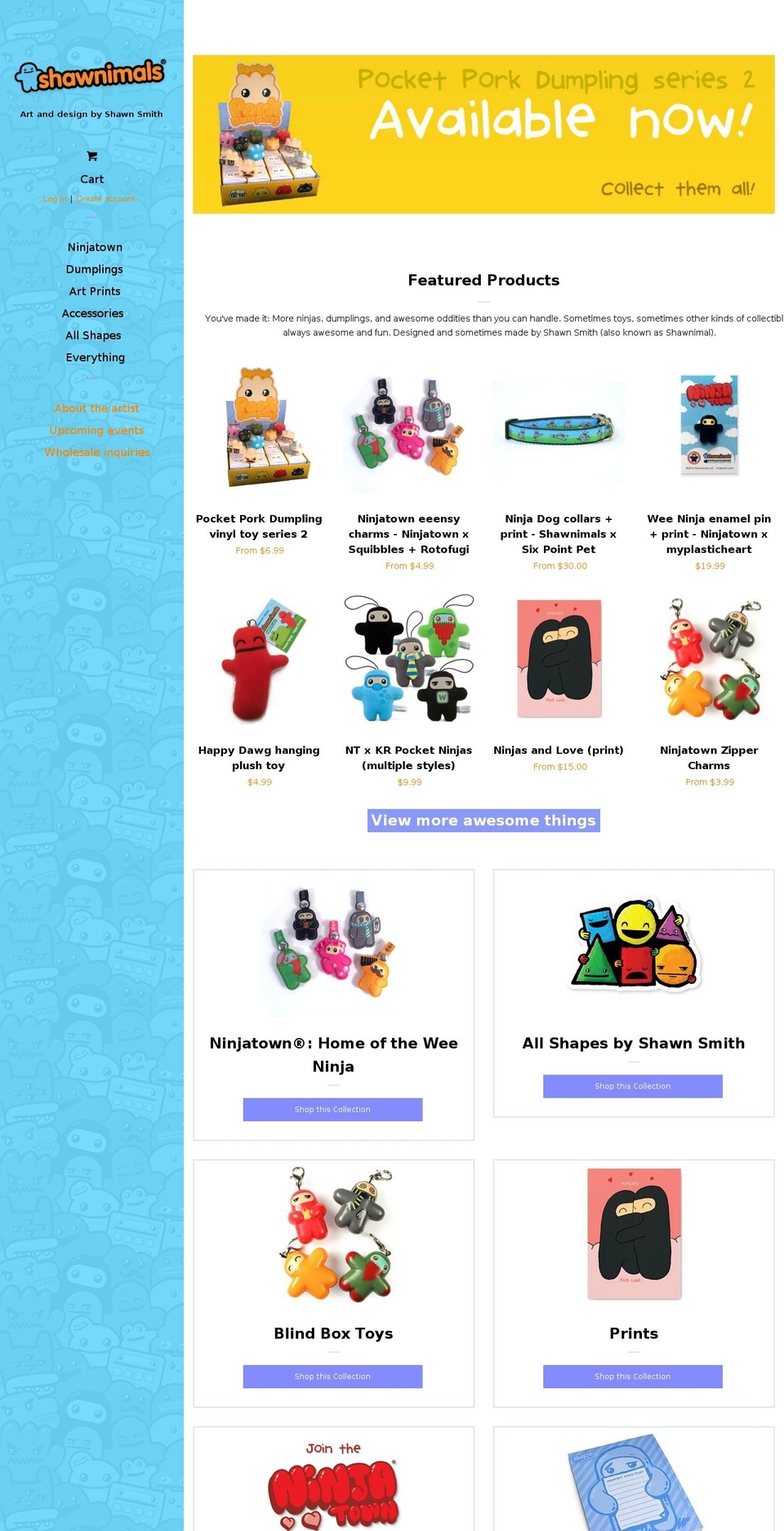 shawnimals.com shopify website screenshot