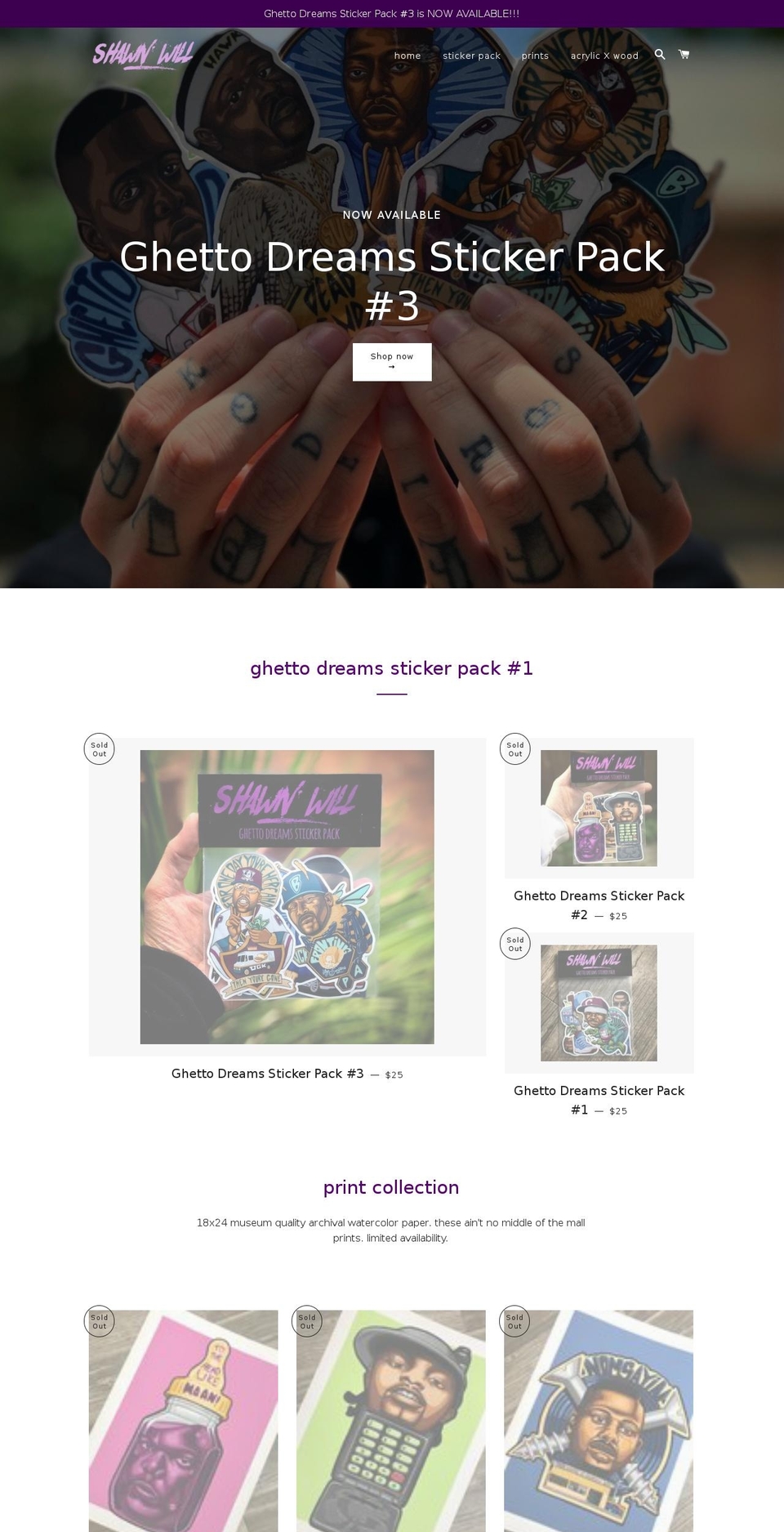 shawnwill.com — Shopify storefront screenshot