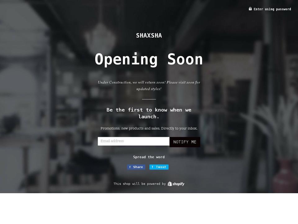 shaxsha.com shopify website screenshot