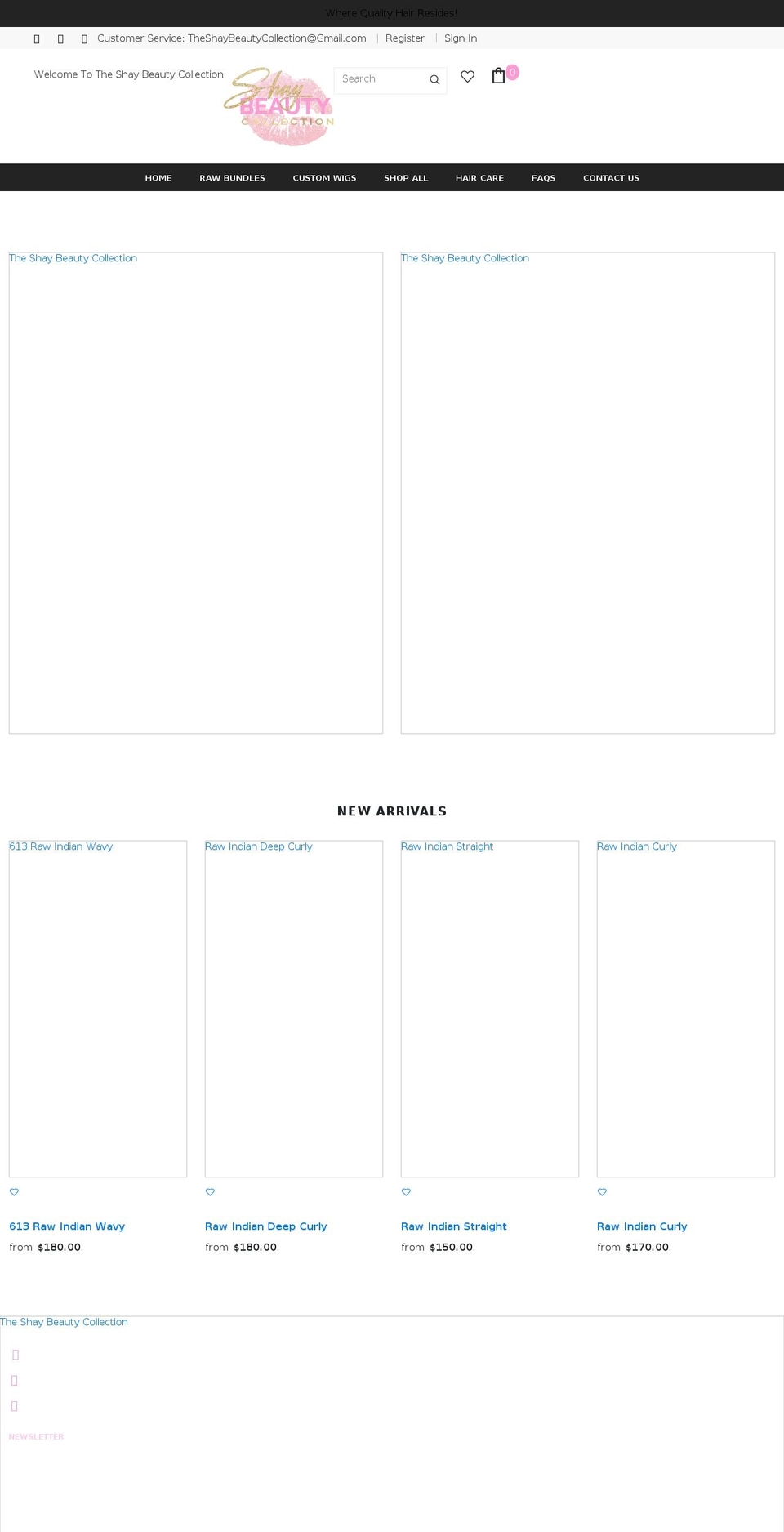 shaybeautycollection.com shopify website screenshot