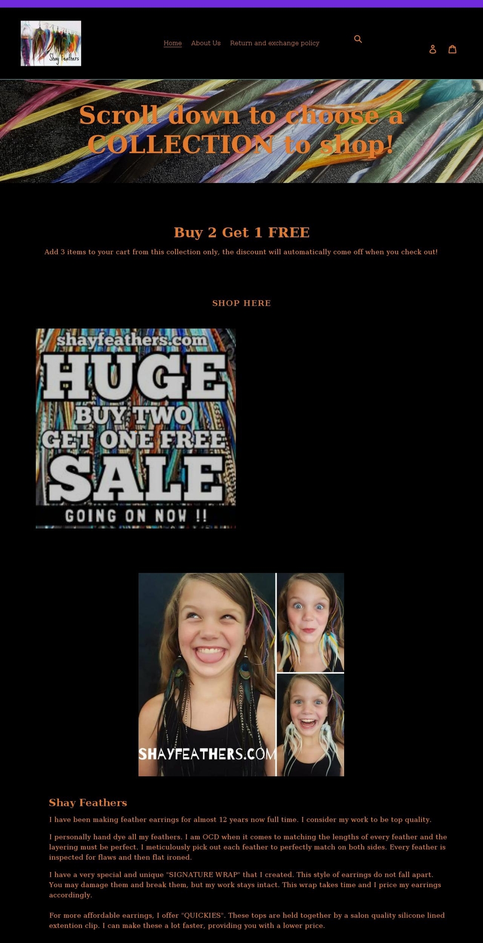 shayfeathers.com shopify website screenshot