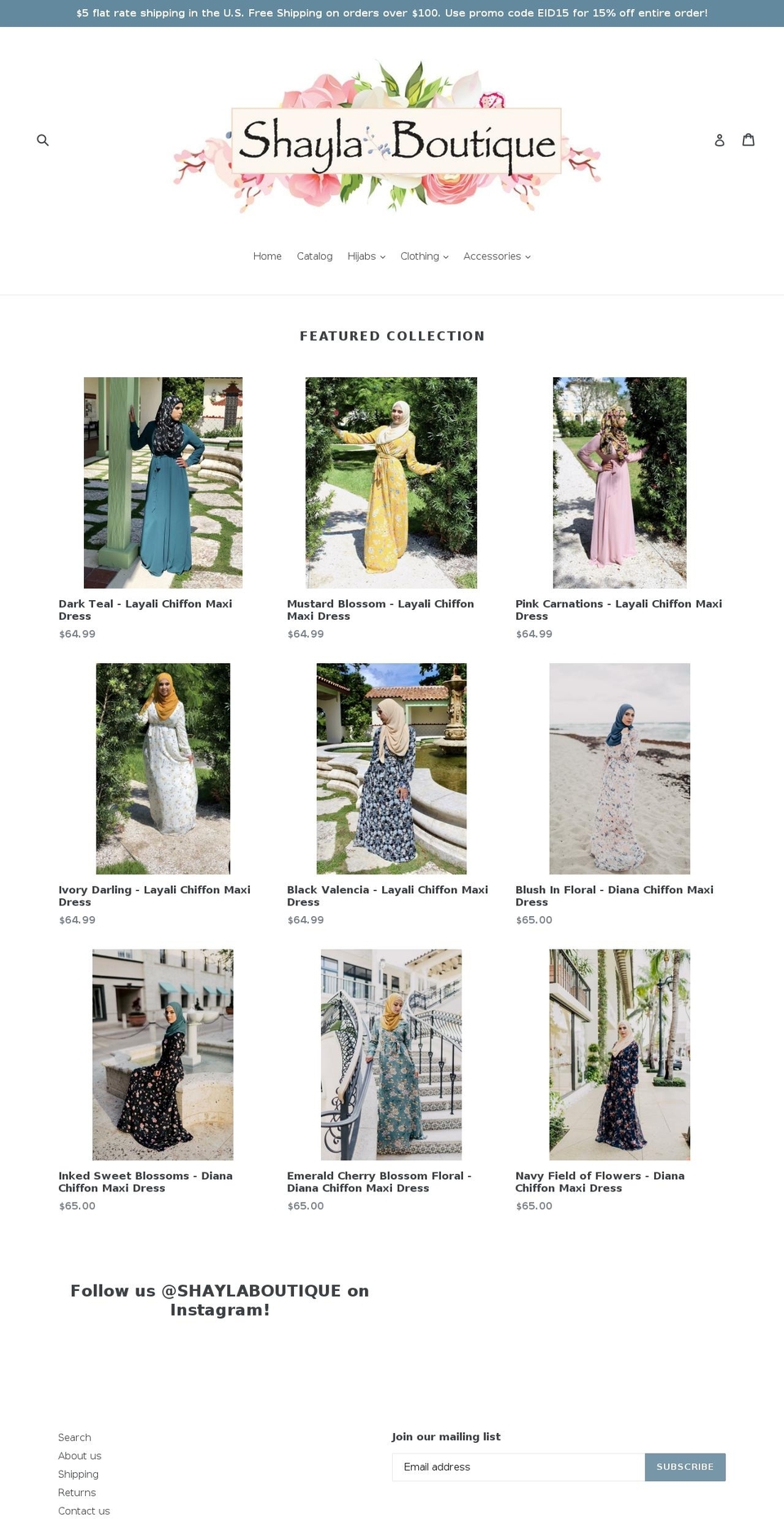 shaylaboutique.com — Shopify storefront screenshot