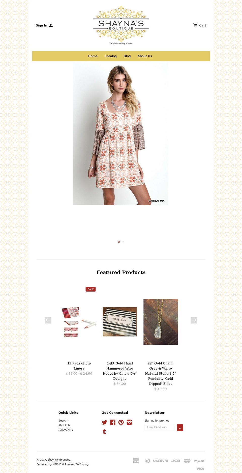 shaynasboutique.com shopify website screenshot