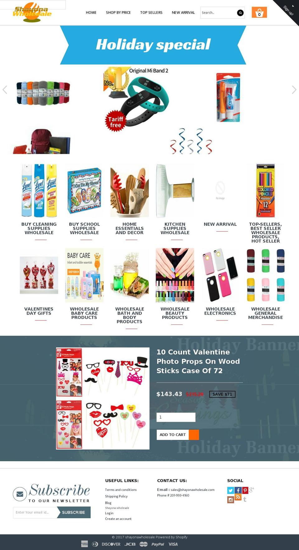 shayonawholesale.com shopify website screenshot