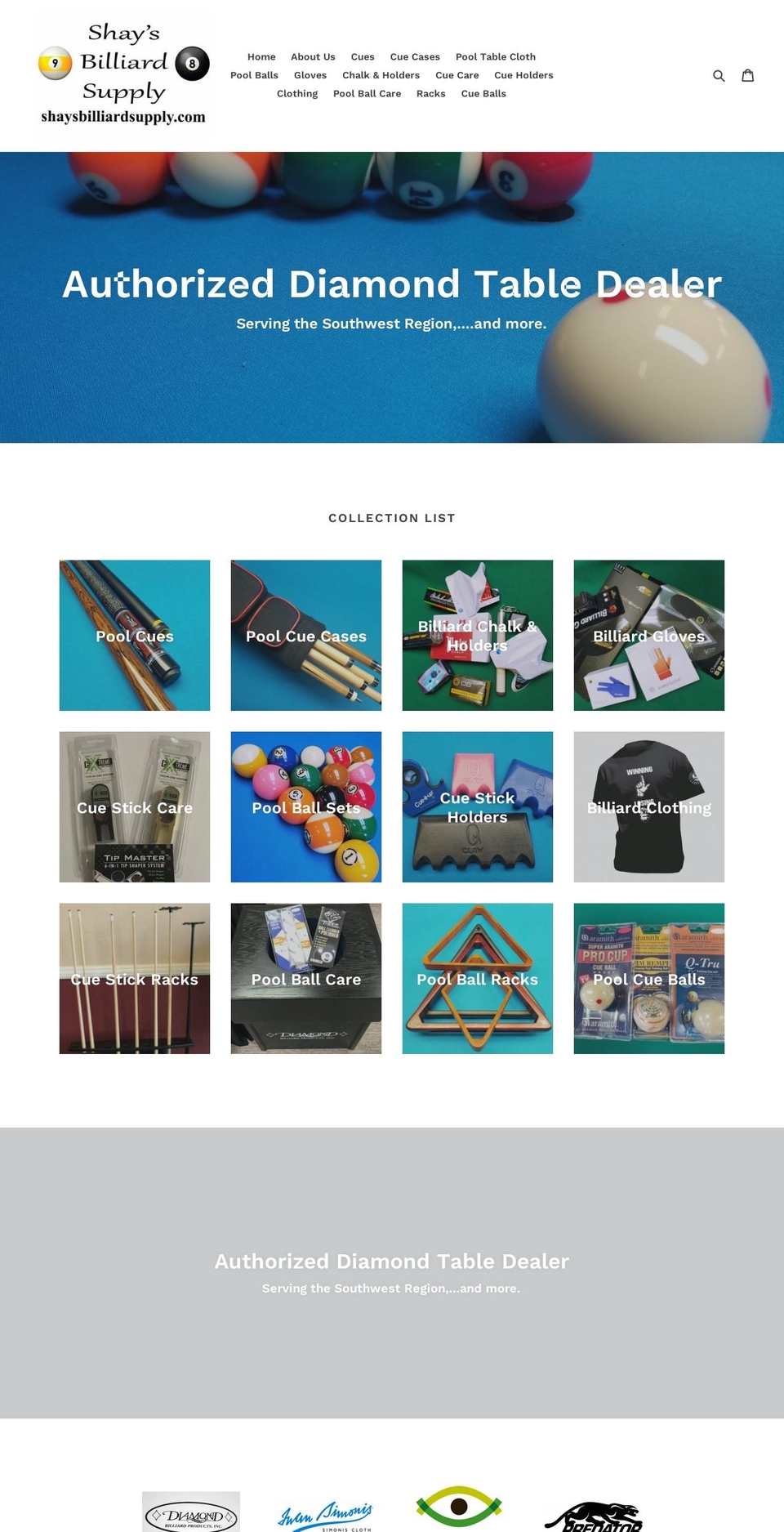 shaysbilliardsupply.com — Shopify storefront screenshot