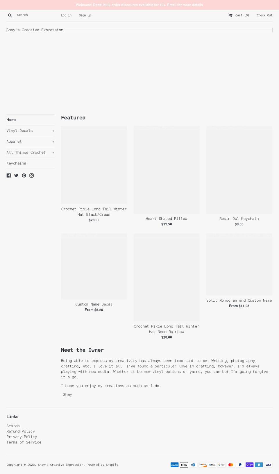 shayscreation.com shopify website screenshot