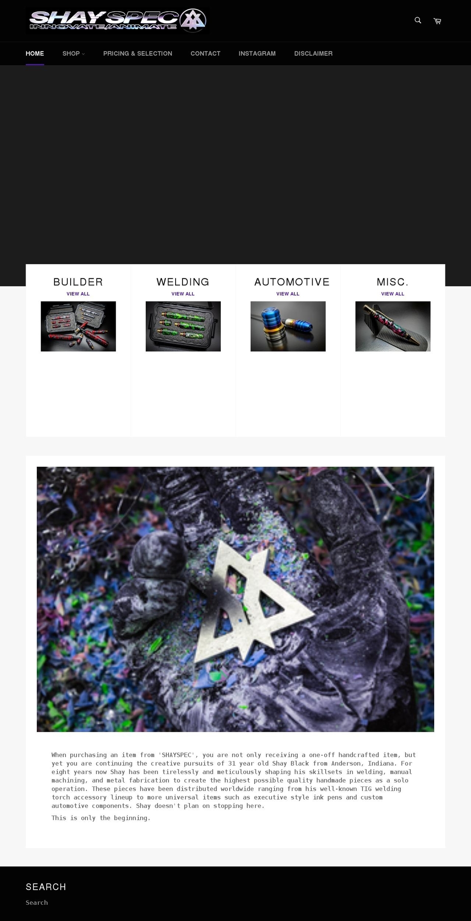 shayspec.com shopify website screenshot