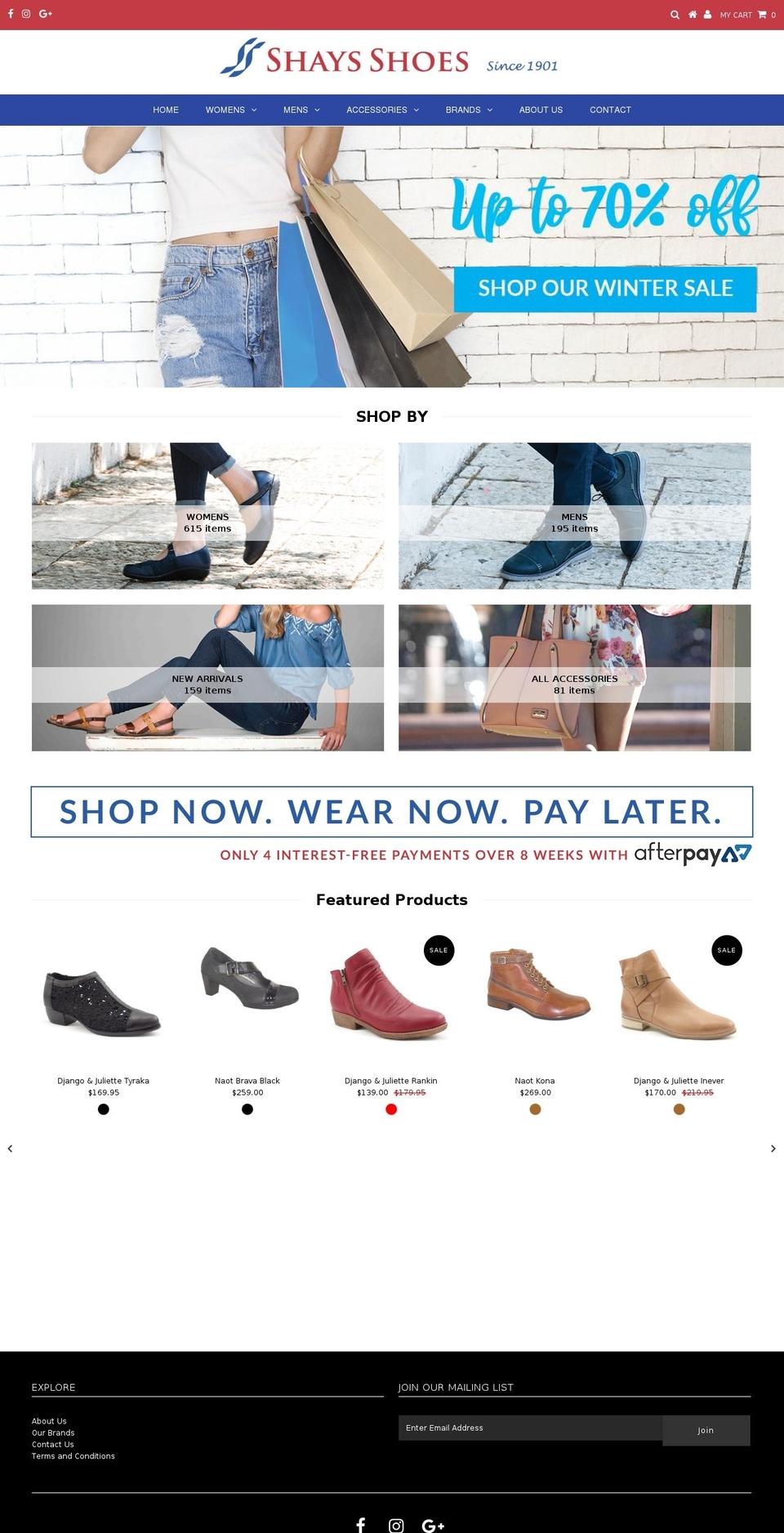 shaysshoes.com.au shopify website screenshot